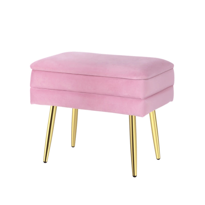Comforstation Velvet Pink Storage Foot Stool