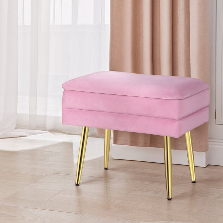 Comforstation Velvet Pink Storage Foot Stool