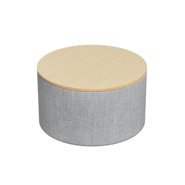 Comforstation Grey Round Storage Ottoman with Concealed Storage
