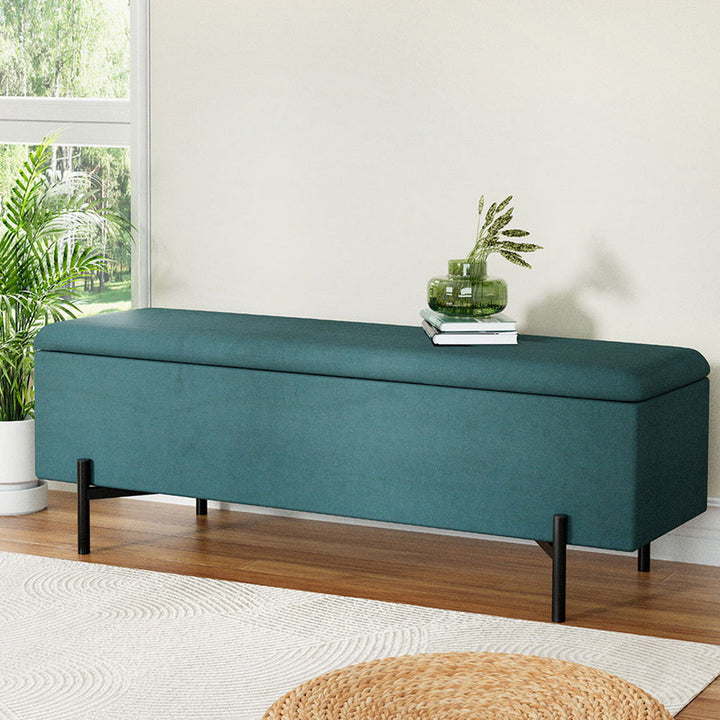 Comforstation Velvet Green Storage Ottoman Blanket Box 140cm