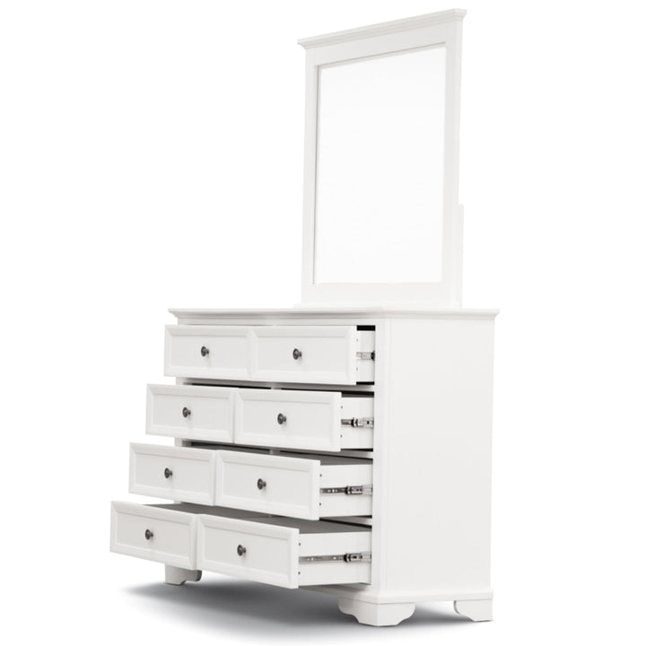 4pc Bedside Dresser Mirror Bedroom Chest of Drawers Set Cabinet - White