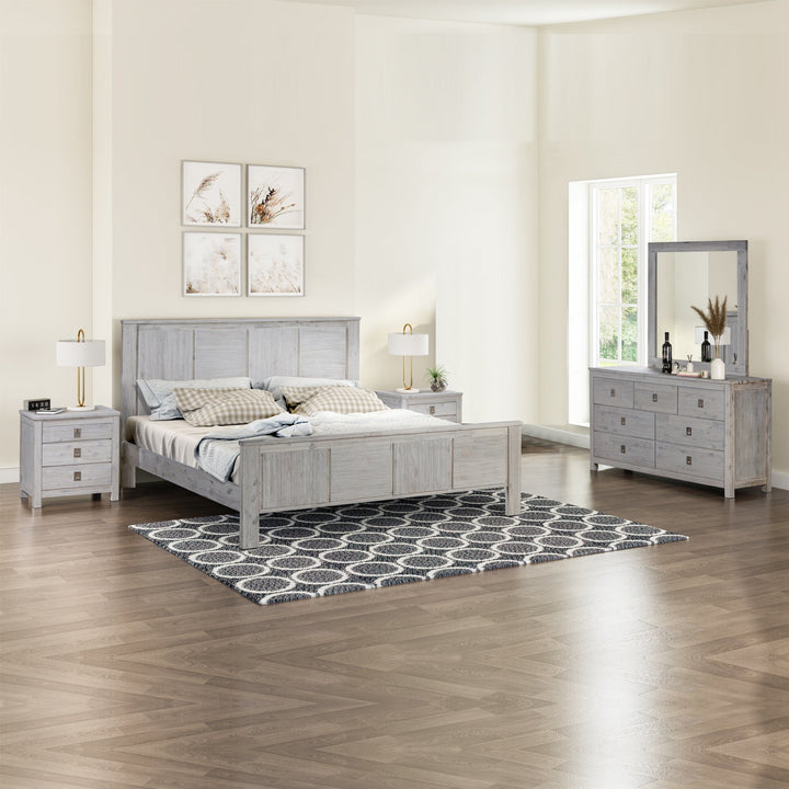 4 Pieces King Size Bedroom Suite with Solid Acacia Wood