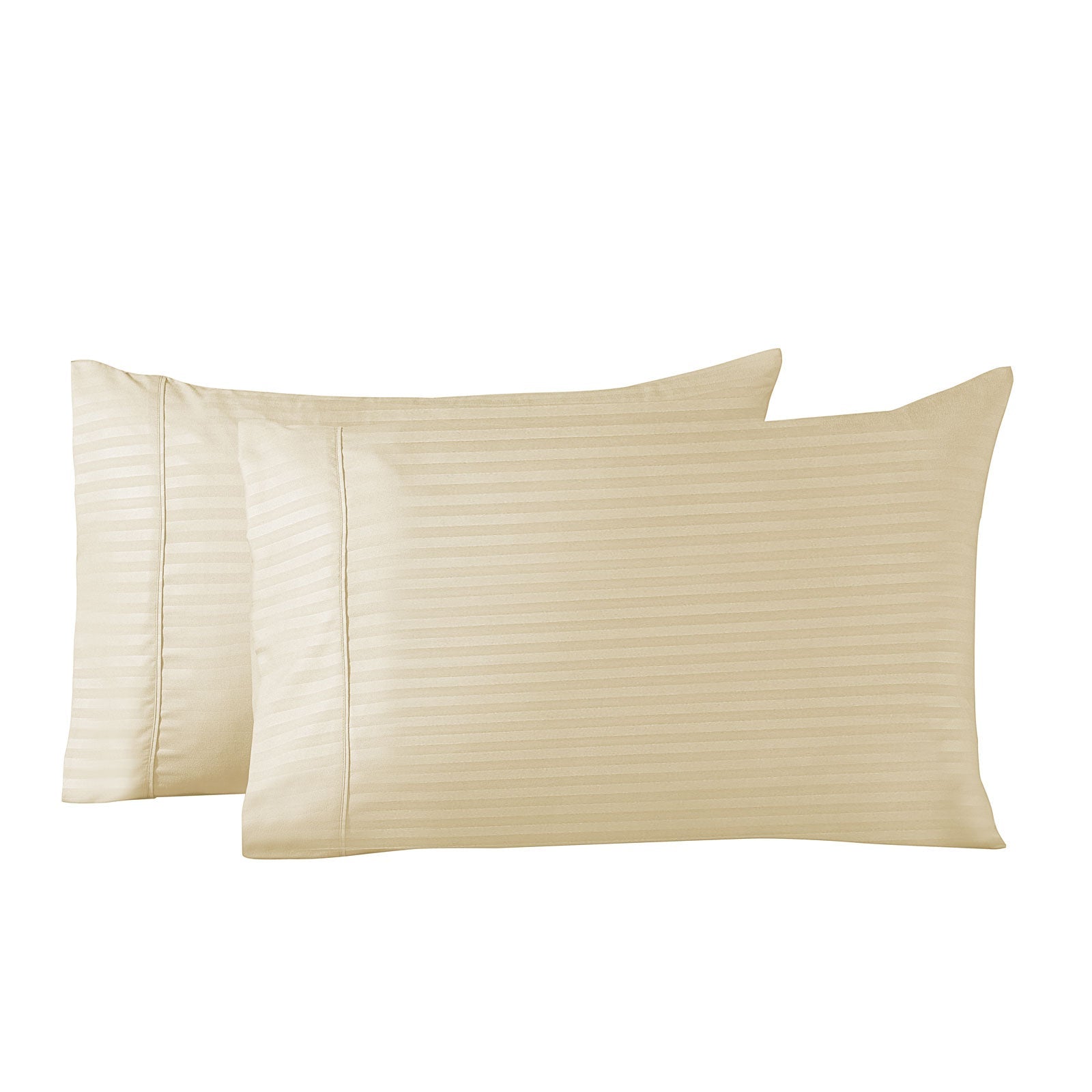Blended Bamboo Pillowcase Twin Pack With Stripes - Sand