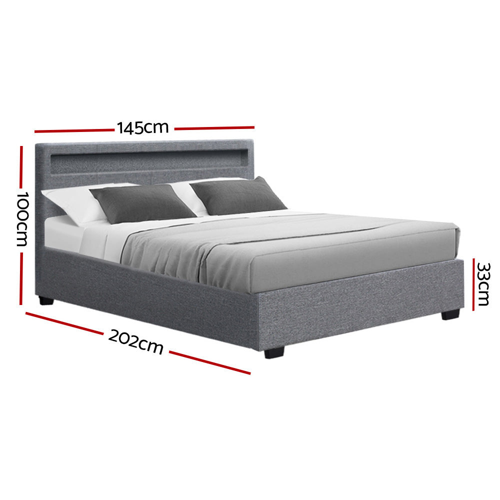 Comforstation Double Size LED Gas Lift Bed Frame - Grey