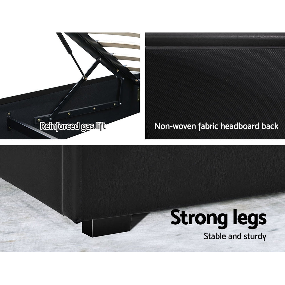 Comforstation Queen Size LED Gas Lift Bed Frame - Black