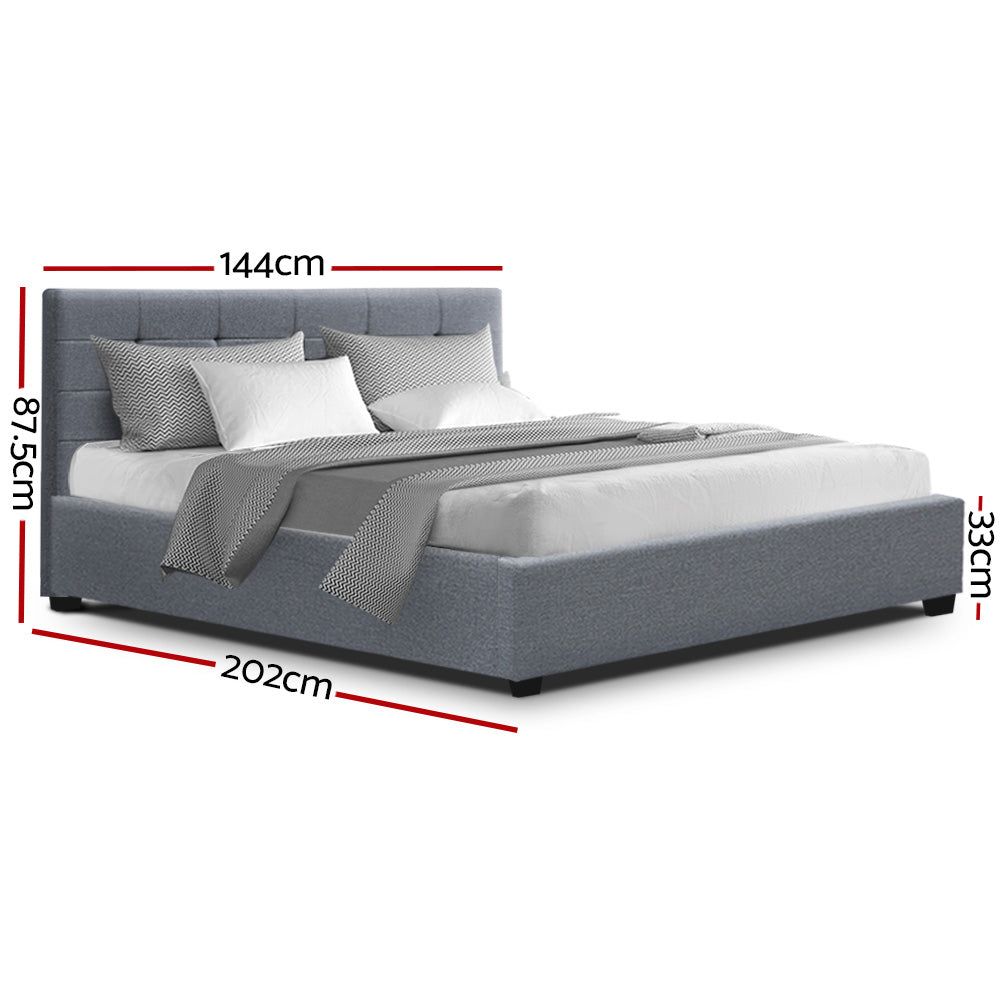 Comforstation Grey Double Fabric Gas Lift Bed Frame with Storage