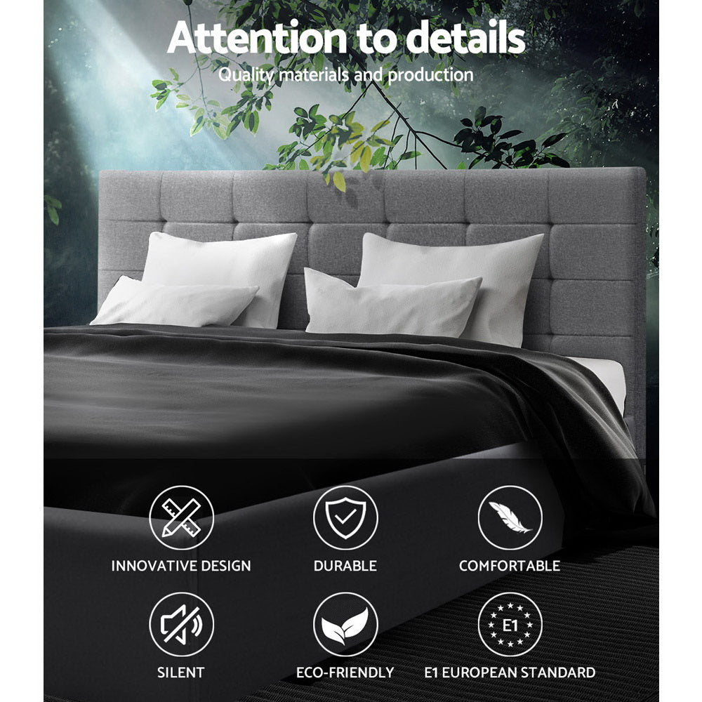 Comforstation Grey King Bed Frame with Gas Lift Storage