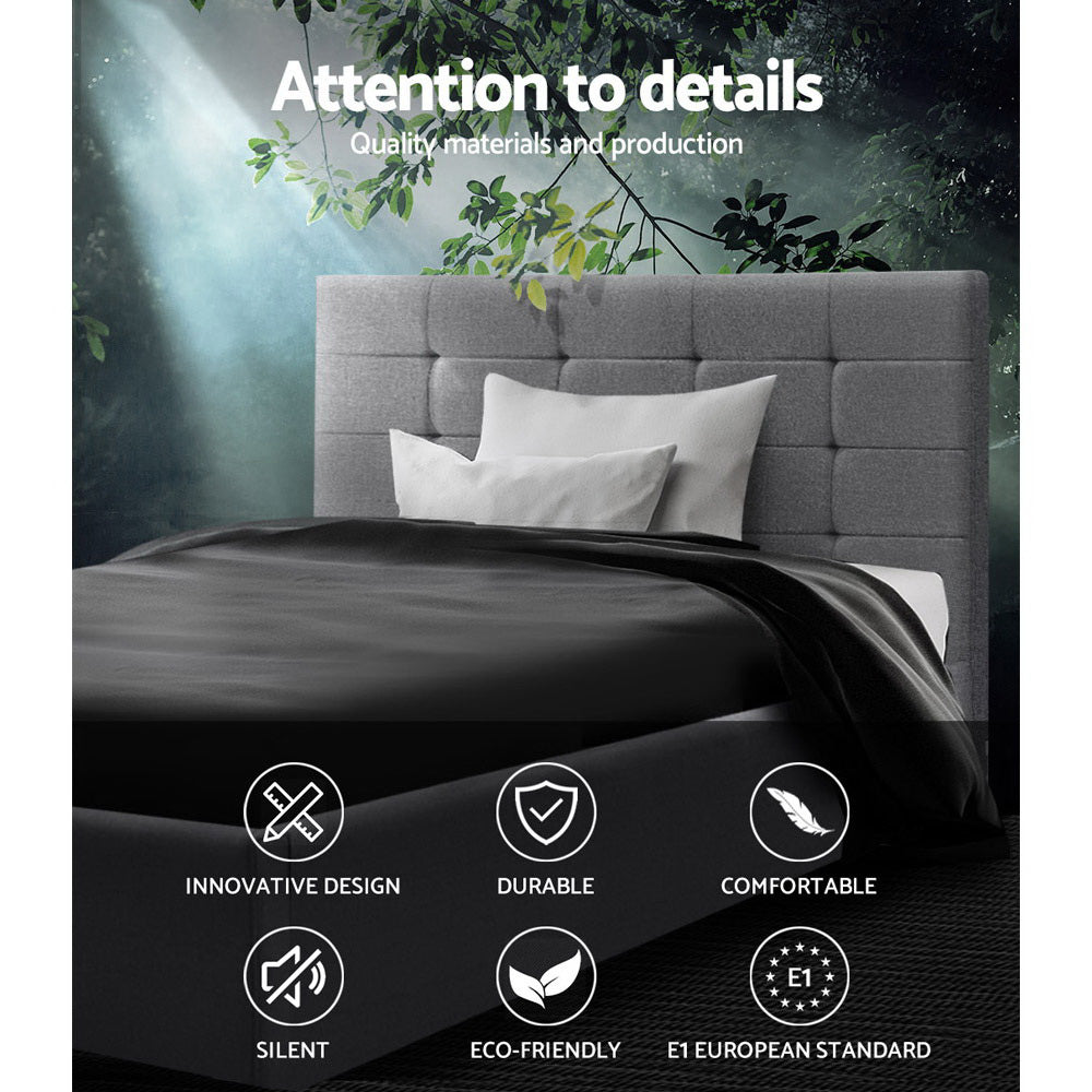 Comforstation Grey King Single Fabric Gas Lift Storage Bed Frame