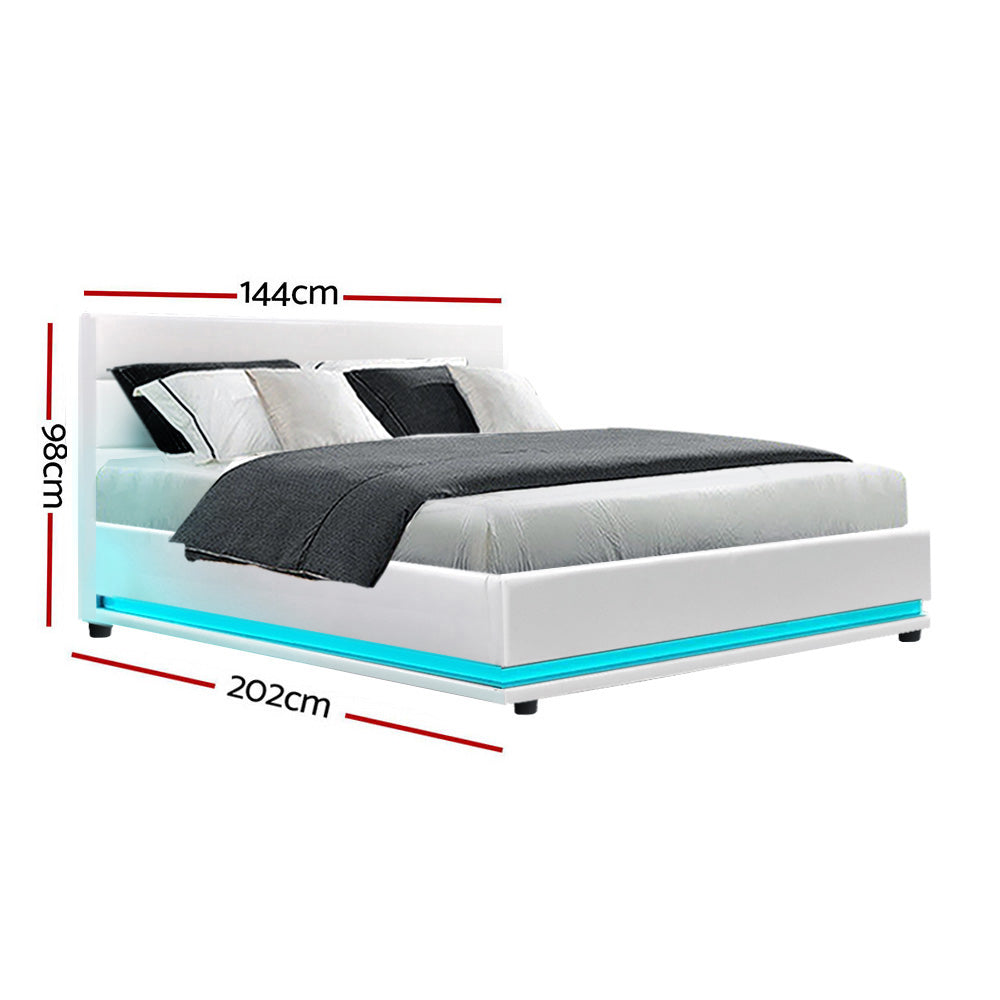 Comforstation LUMI Double Gas Lift Bed Frame with LED Storage