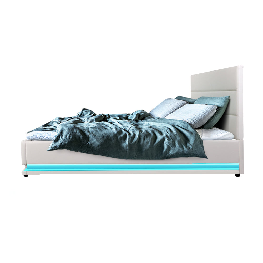 Comforstation LUMI Double Gas Lift Bed Frame with LED Storage