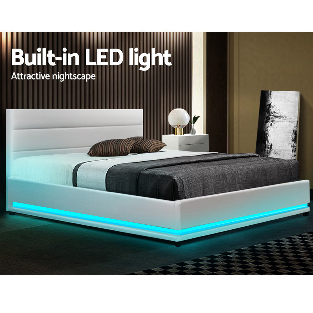 Comforstation LUMI Double Gas Lift Bed Frame with LED Storage