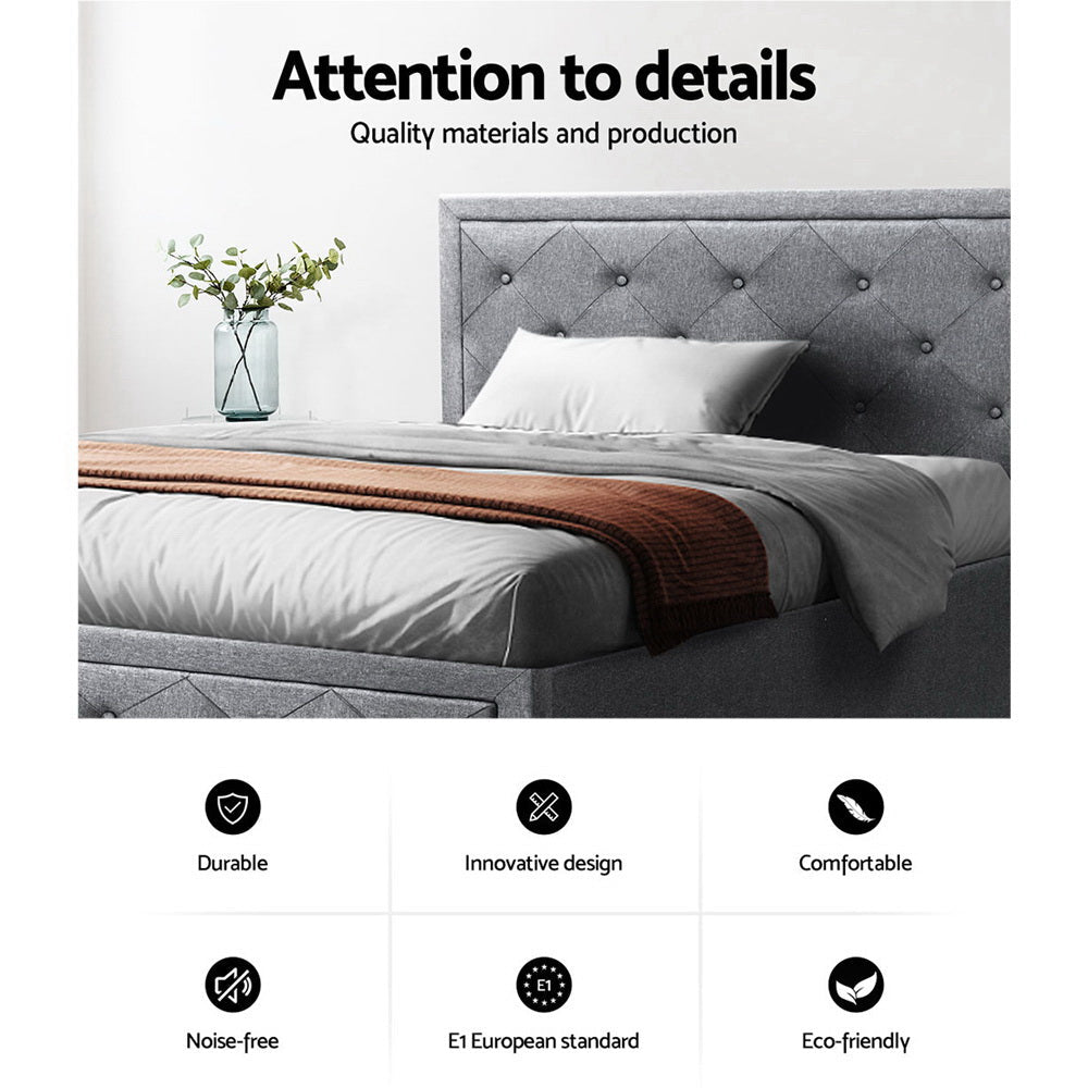 Comforstation King Single Gas Lift Storage Bed Frame in Grey