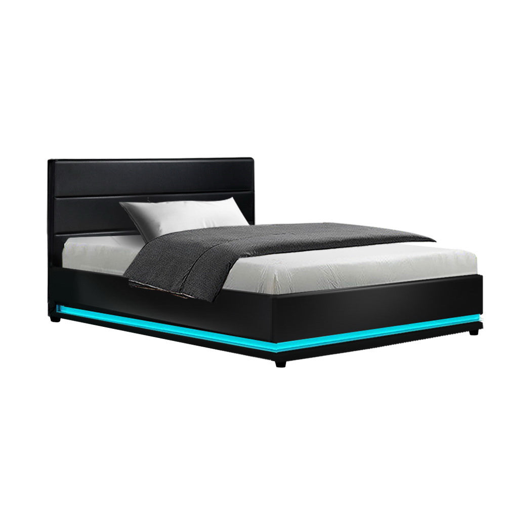 Comforstation LUMI King Single Gas Lift LED Bed Frame Black