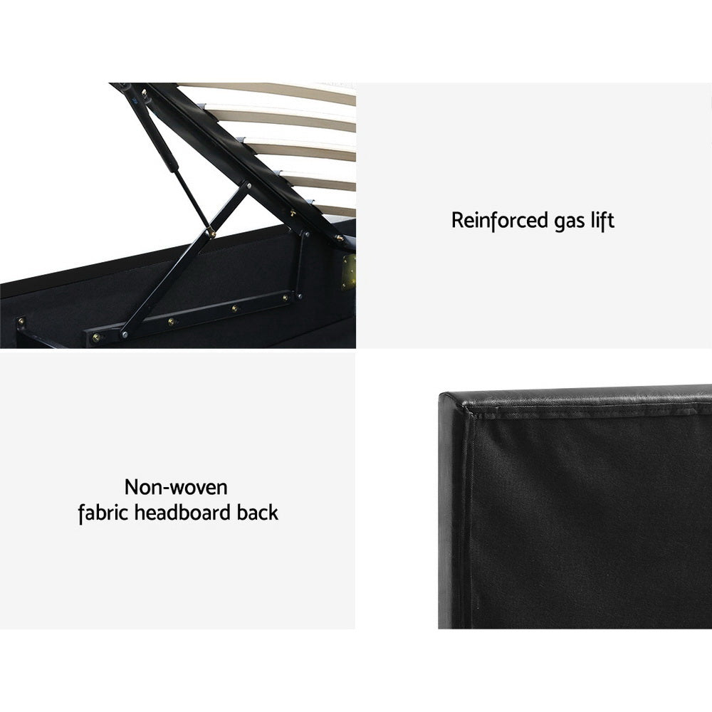 Comforstation LUMI King Single Gas Lift LED Bed Frame Black