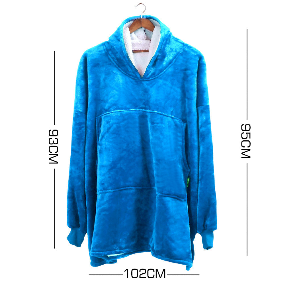 Winona Soft Blanket Plush Warm Fleece Sherpa Hoodie Sweatshirt Huggle Pajamas - Navy