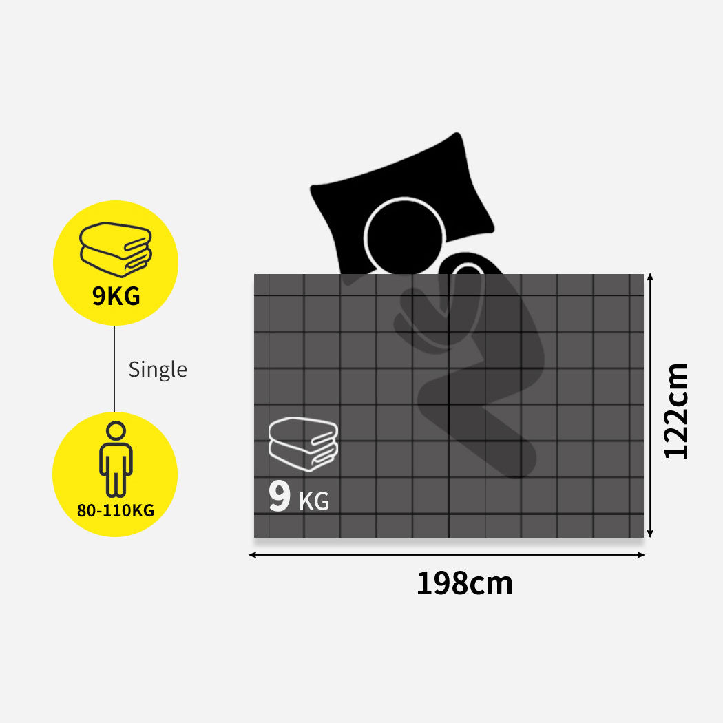 Winslow Weighted Soft Blanket 9KG Promote Deep Sleep Anti-Anxiety Single - Dark Grey