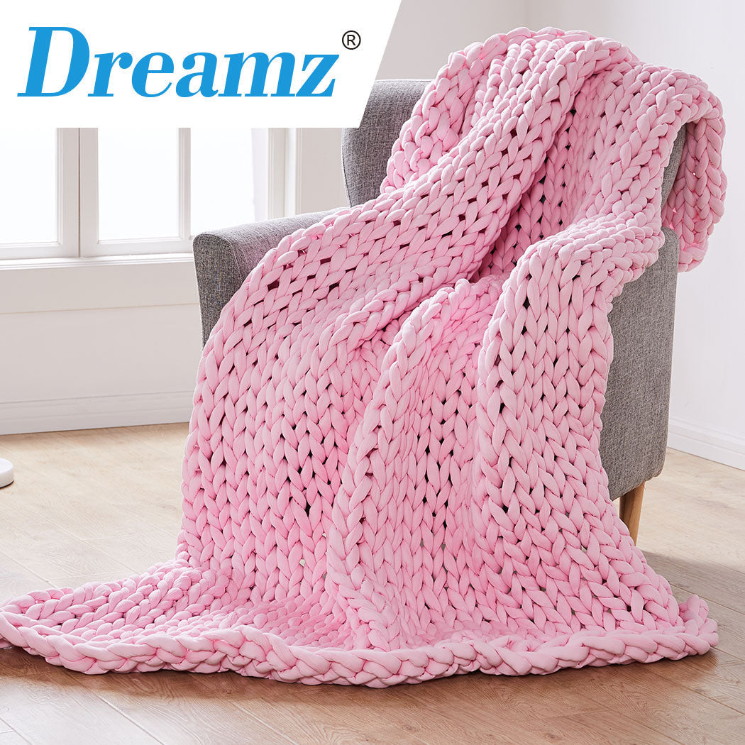 Whimsy Weighted Soft Blanket Knitted Chunky Bulky Knit 6.5KG - Pink