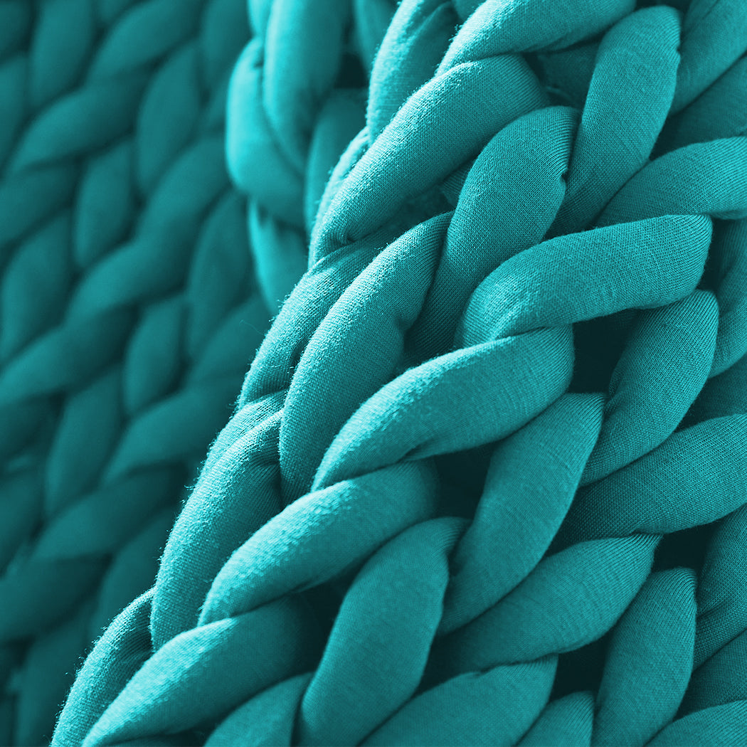 Whimsy Weighted Soft Blanket Knitted Chunky Bulky Knit 3KG - Blue Green