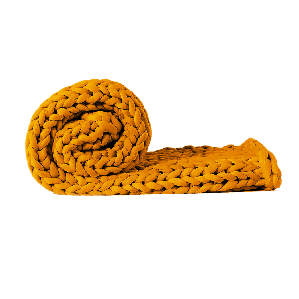 Whimsy Weighted Soft Blanket Knitted Chunky Bulky Knit 3KG - Yellow