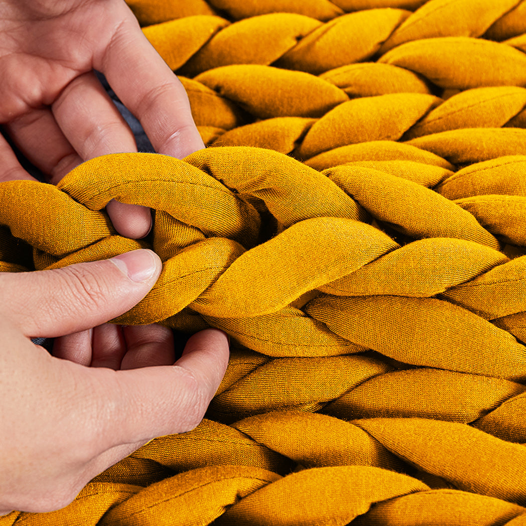 Whimsy Weighted Soft Blanket Knitted Chunky Bulky Knit 3KG - Yellow