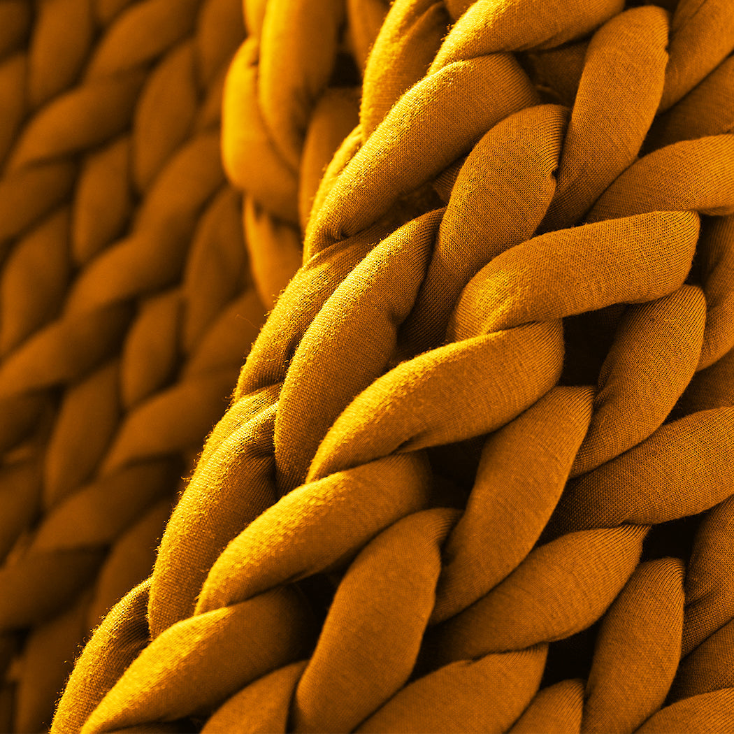 Whimsy Weighted Soft Blanket Knitted Chunky Bulky Knit 3KG - Yellow