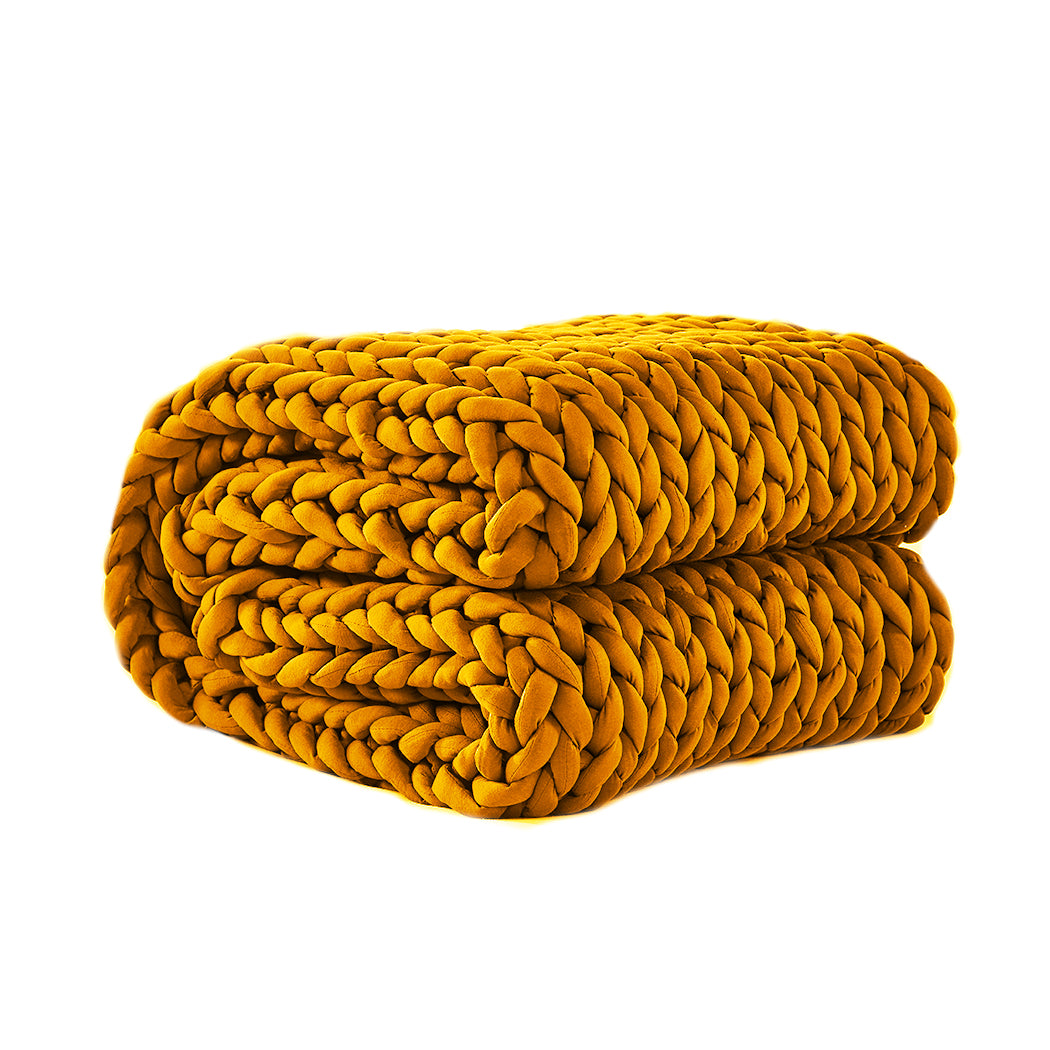 Whimsy Weighted Soft Blanket Knitted Chunky Bulky Knit 3KG - Yellow
