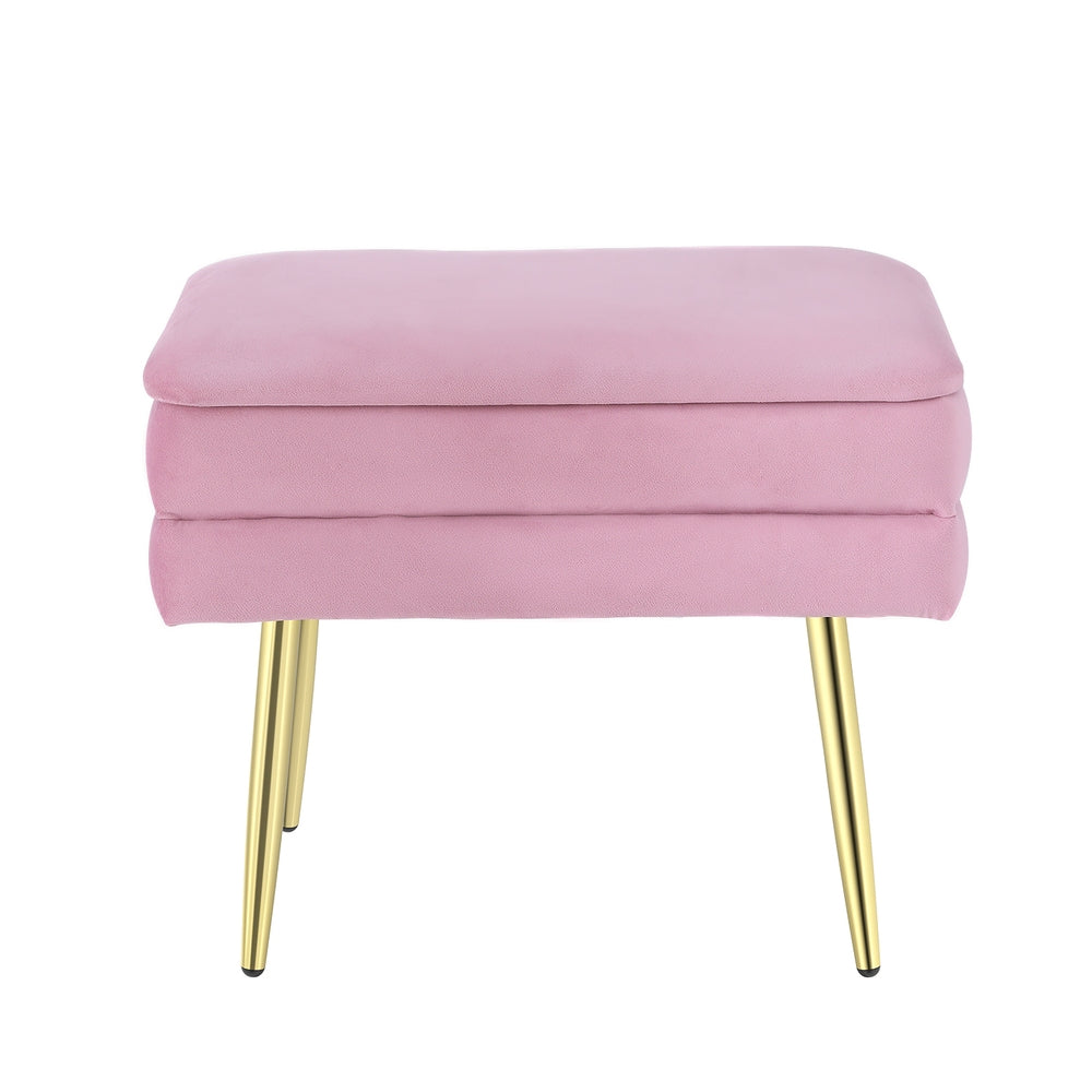 Comforstation Velvet Pink Storage Foot Stool