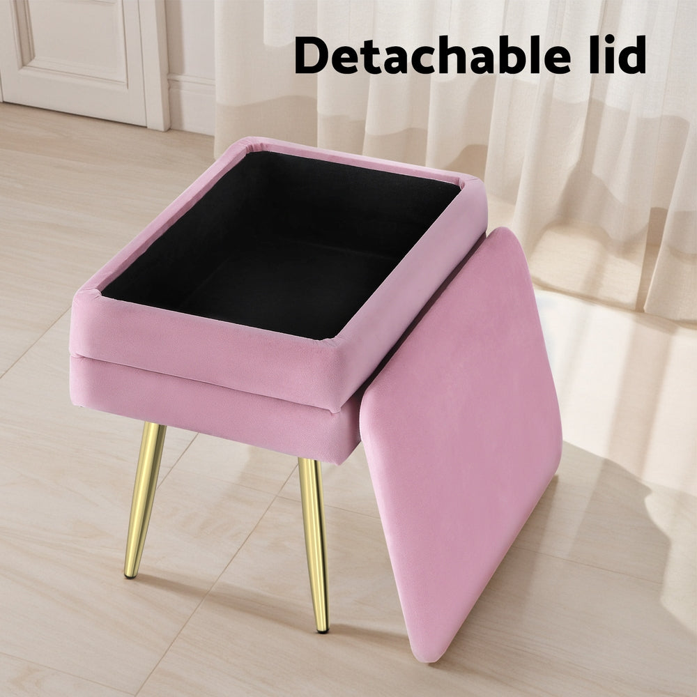 Comforstation Velvet Pink Storage Foot Stool