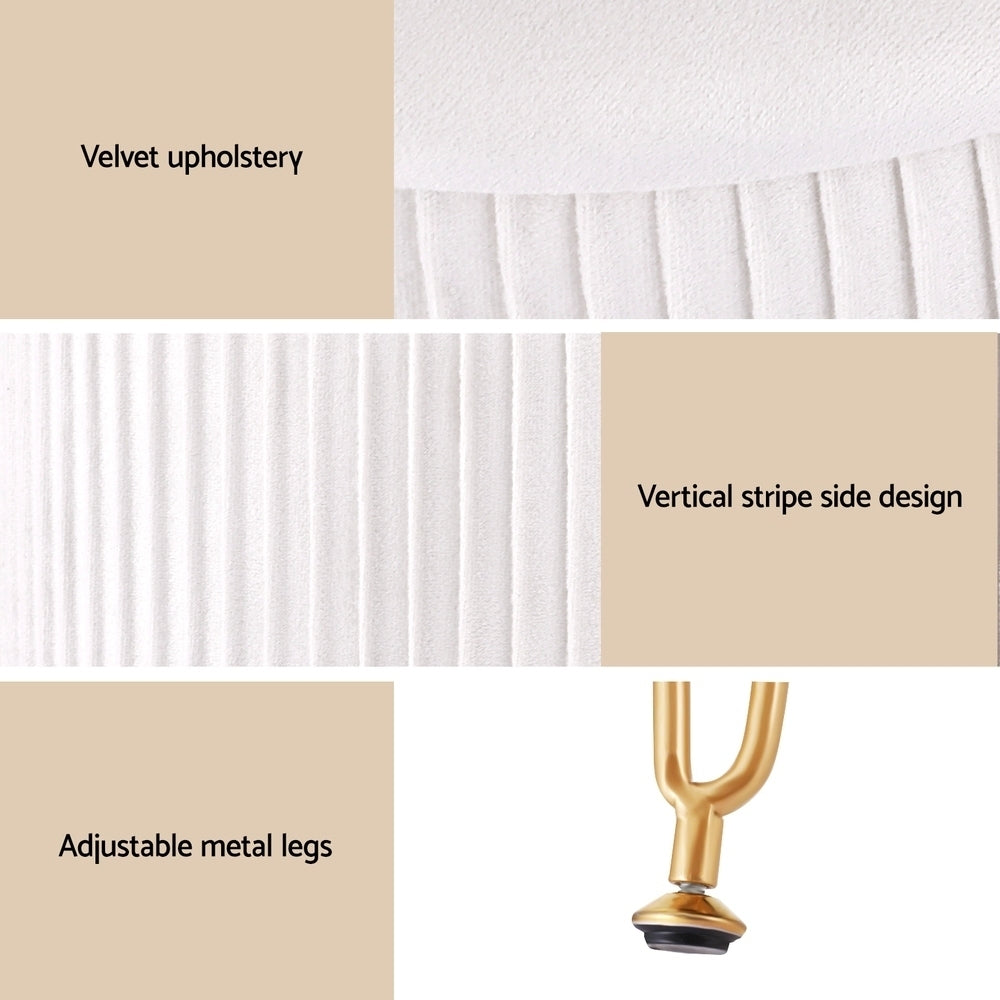 Comforstation Velvet Round Ottoman Storage Foot Stool - White