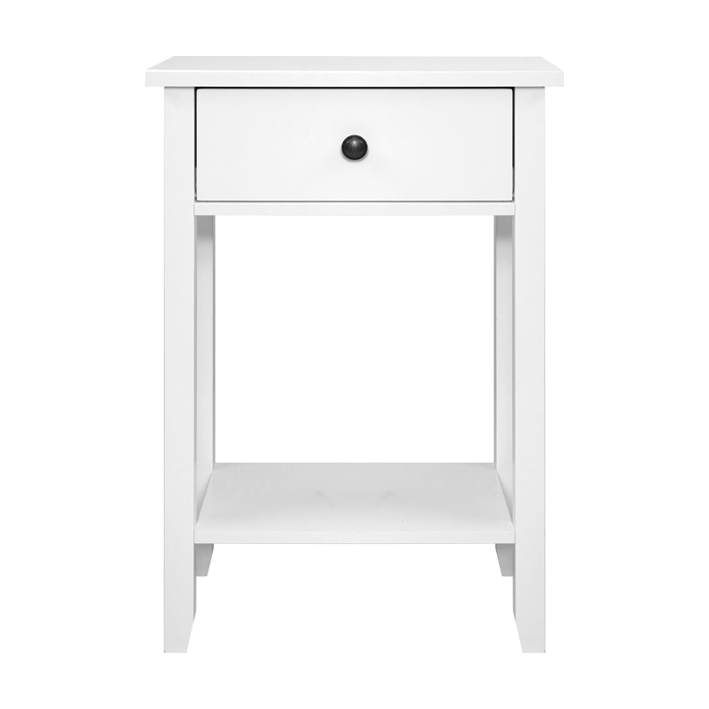Artiss Bedside Table 1 Drawer with Shelf - BOWIE White