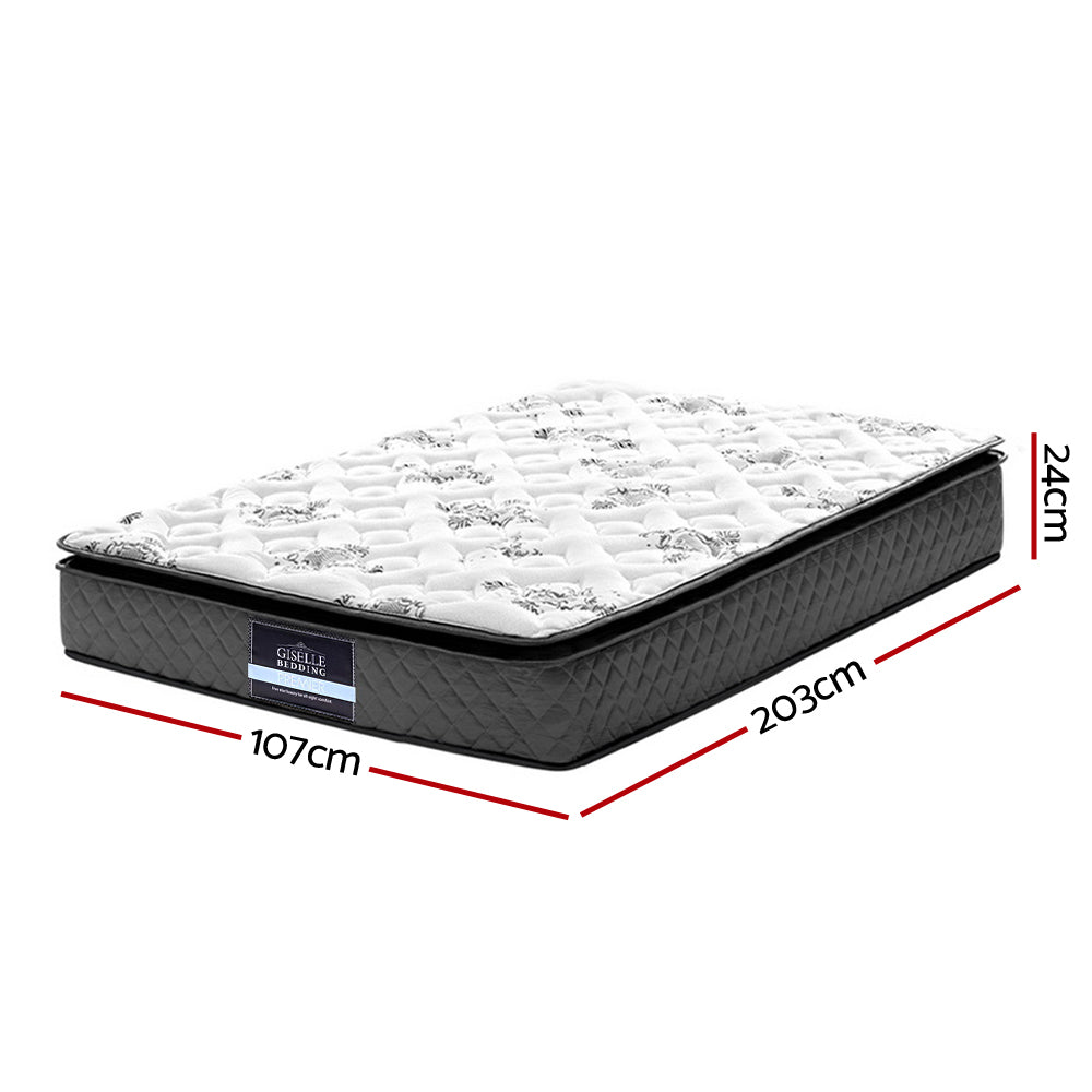 Zaire 24cm Thick Pillow Top Spring Mattress - King Single