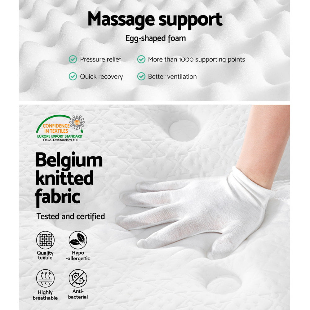 Anri 34cm Thick Belgium Knitted Fabric Euro Top Pocket Spring Mattress - Queen