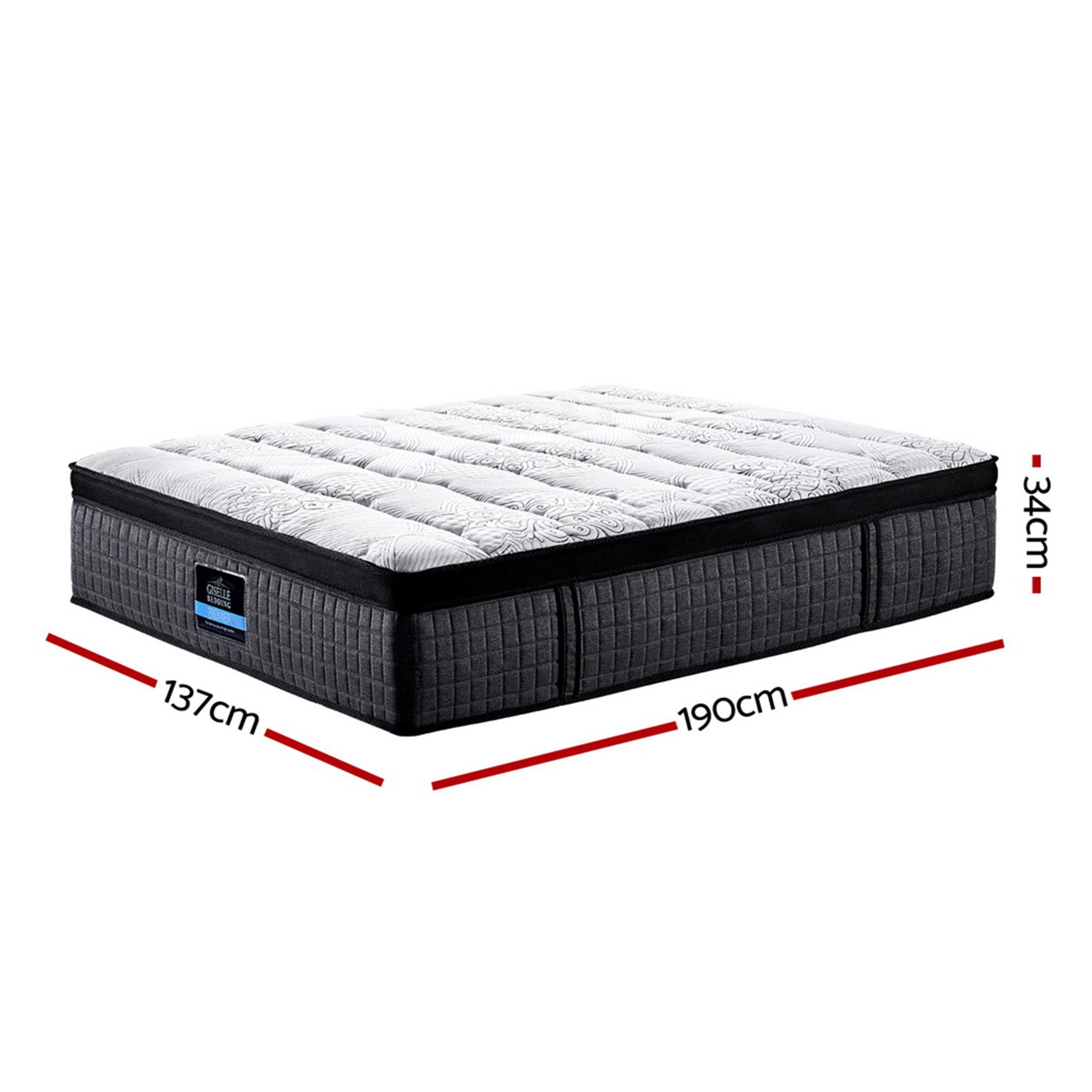 Chelsea 34cm 9-Zone Pocket Spring Latex Foam Medium Firm Euro Top Mattress - Double