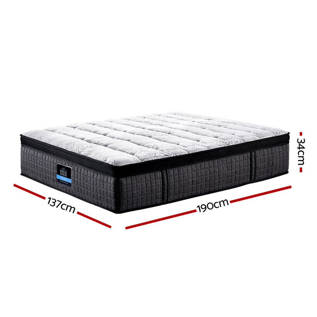 Chelsea 34cm 9-Zone Pocket Spring Latex Foam Medium Firm Euro Top Mattress - Double
