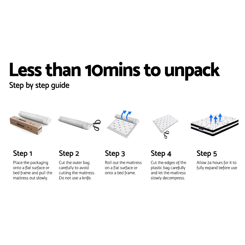 Chelsea 34cm 9-Zone Pocket Spring Latex Foam Medium Firm Euro Top Mattress - King Single