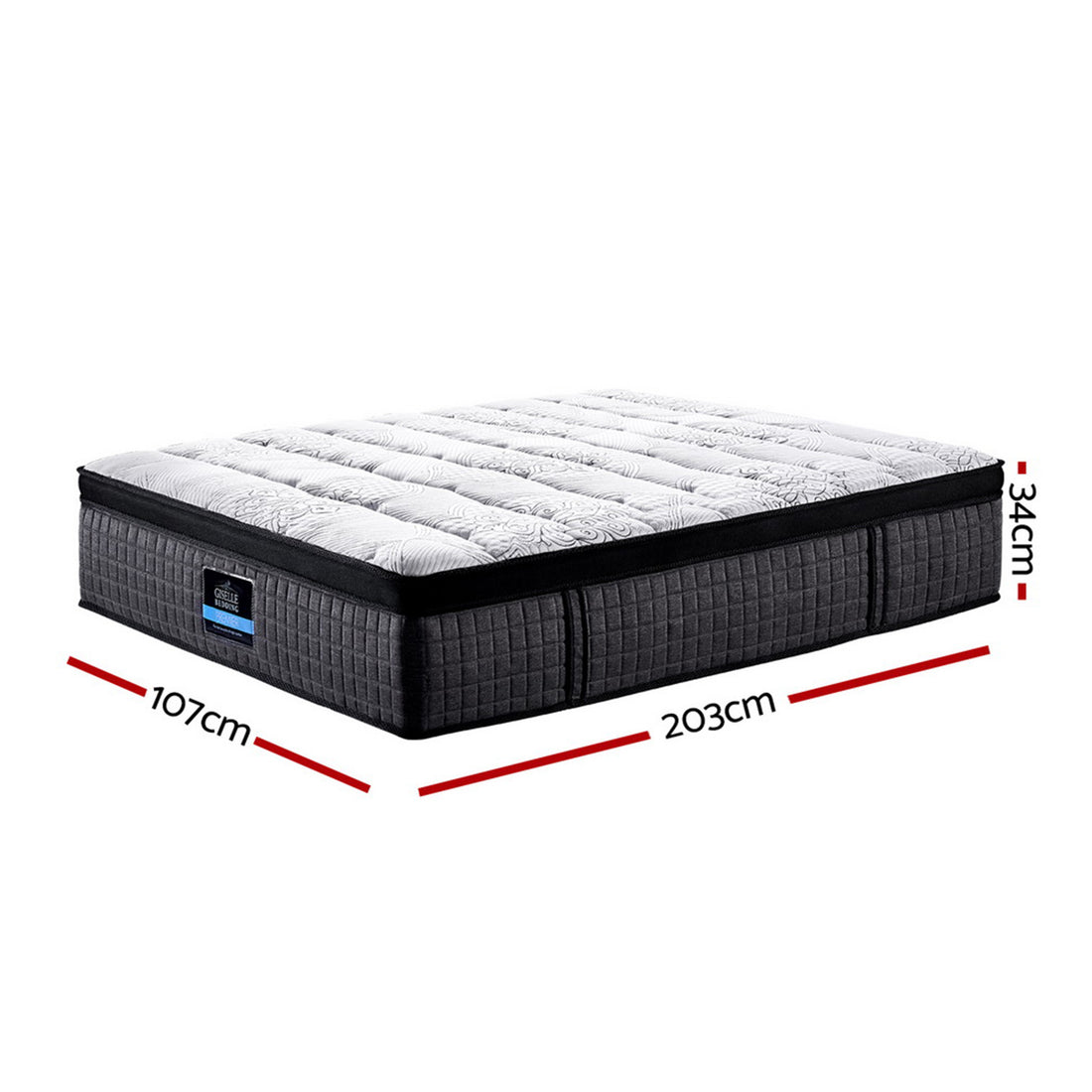 Chelsea 34cm 9-Zone Pocket Spring Latex Foam Medium Firm Euro Top Mattress - King Single