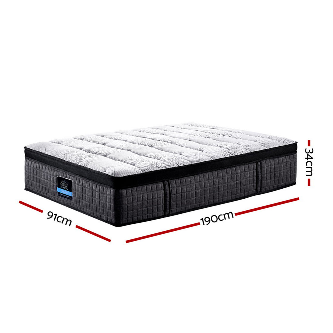 Chelsea 34cm 9-Zone Pocket Spring Latex Foam Medium Firm Euro Top Mattress - Single