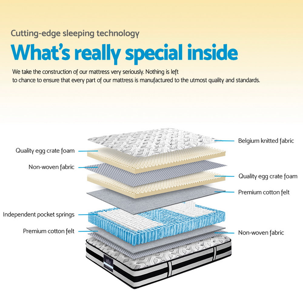 Kent 24cm Thick Tight Top Pocket Spring Mattress - Double
