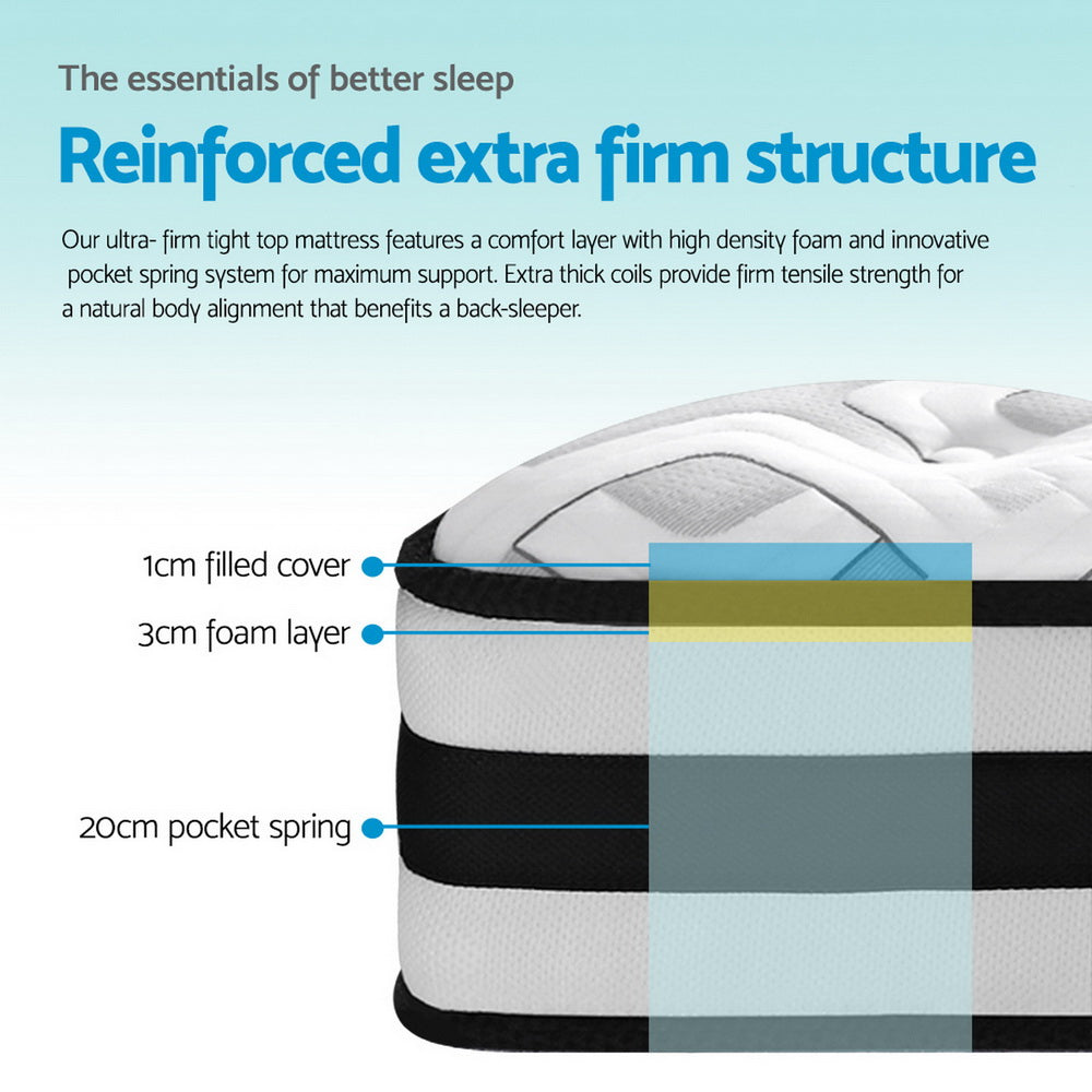 Kent 24cm Thick Tight Top Pocket Spring Mattress - Double
