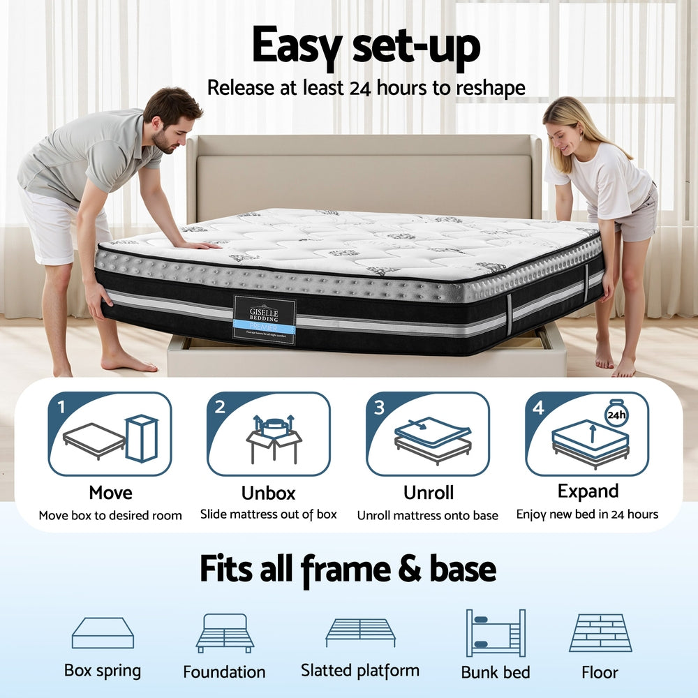 Jean 35cm Thick Galaxy Euro Top Cool Gel Pocket Spring Mattress - Queen