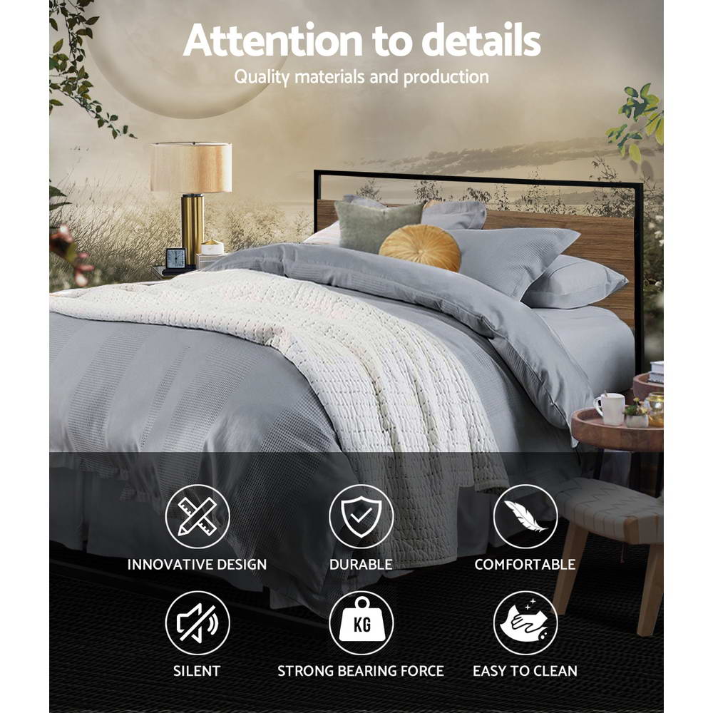 Comforstation Dane Double Bed Frame in Black and Dark Wood