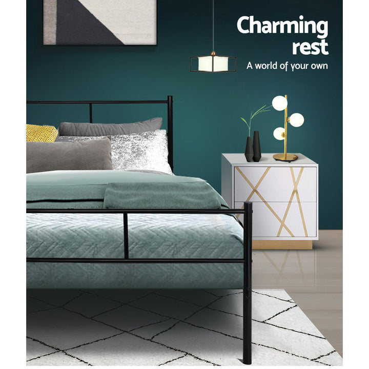 Comforstation Sol Double Metal Bed Frame in Black