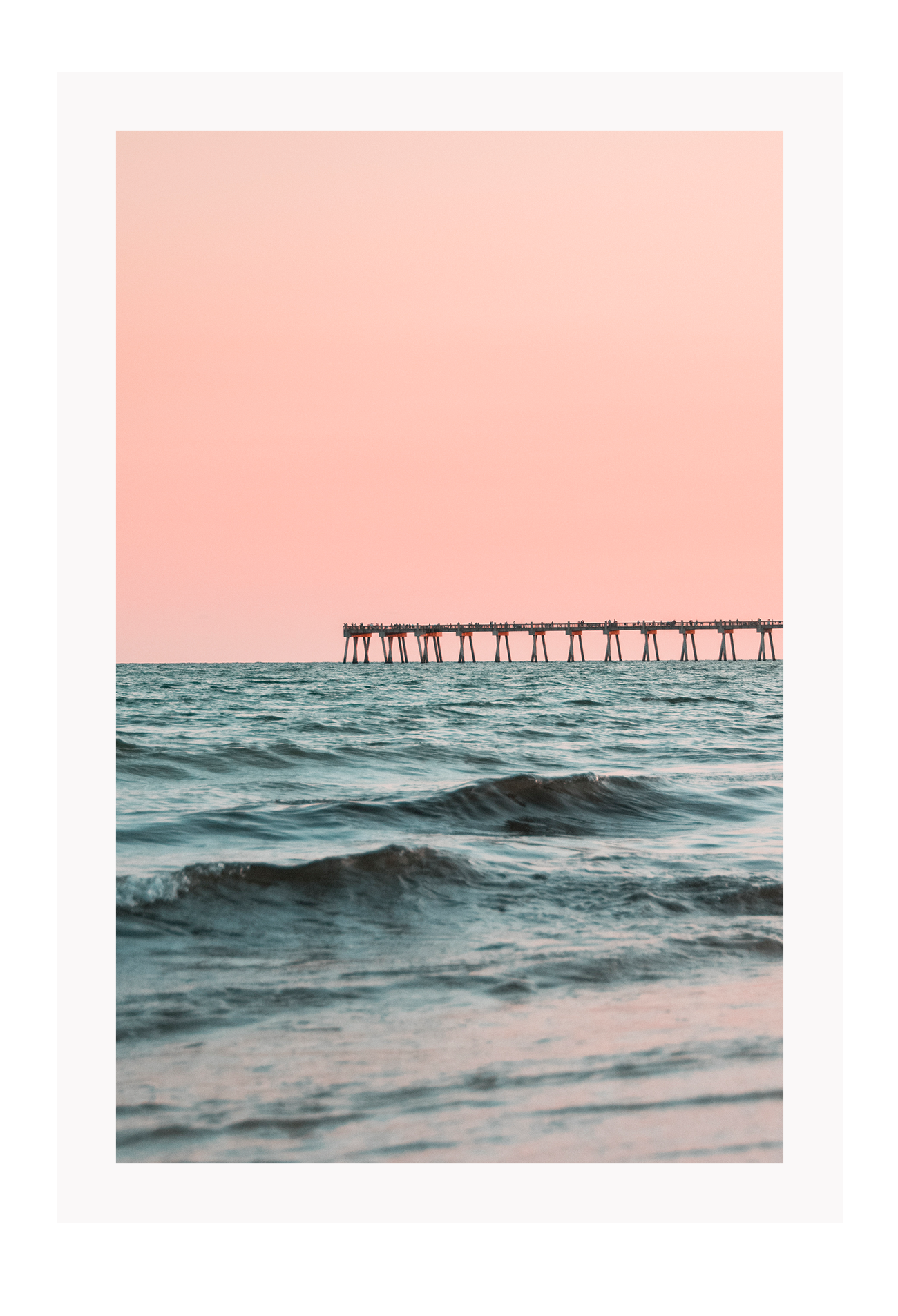 Bridge photography pink background blue ripple wave water ocean sunset pastel