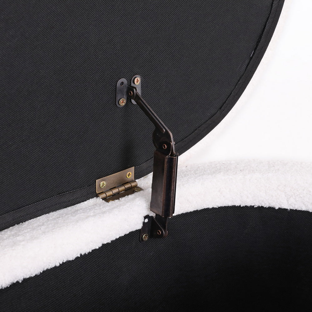 Comforstation Storage Ottoman Blanket Box 87cm Boucle Fabric Oval