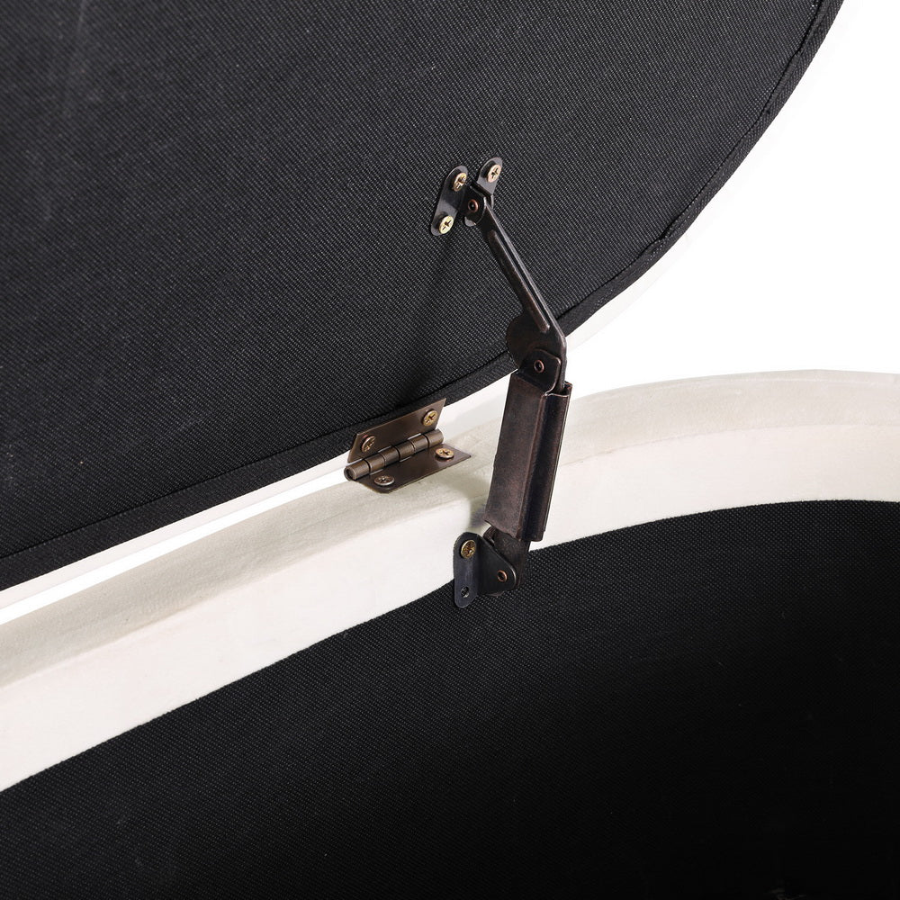 Comforstation Luxury Velvet Oval Storage Ottoman - 87cm White