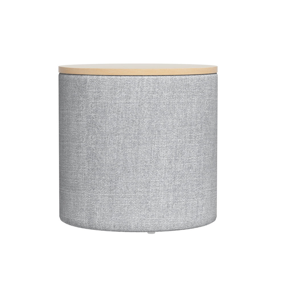 Comforstation Round Grey Storage Ottoman with Removable Lid