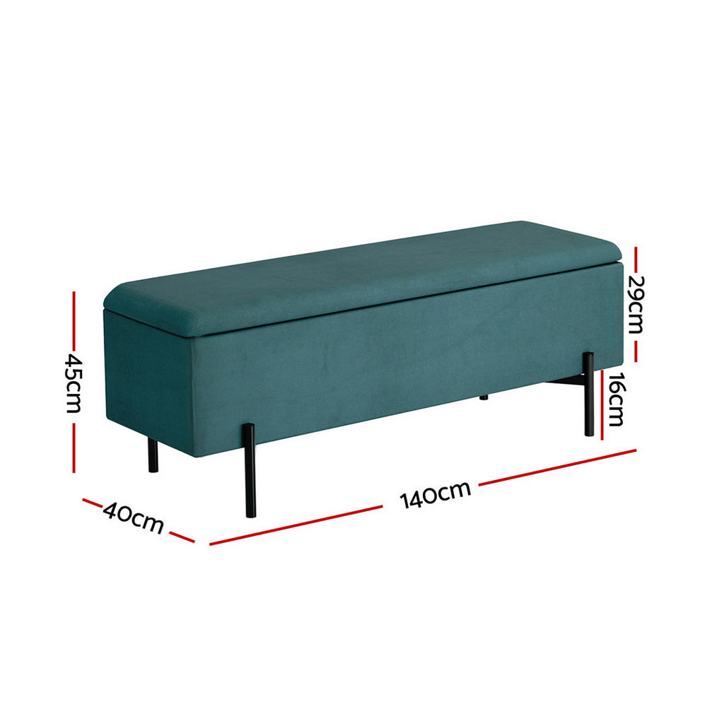 Comforstation Velvet Green Storage Ottoman Blanket Box 140cm