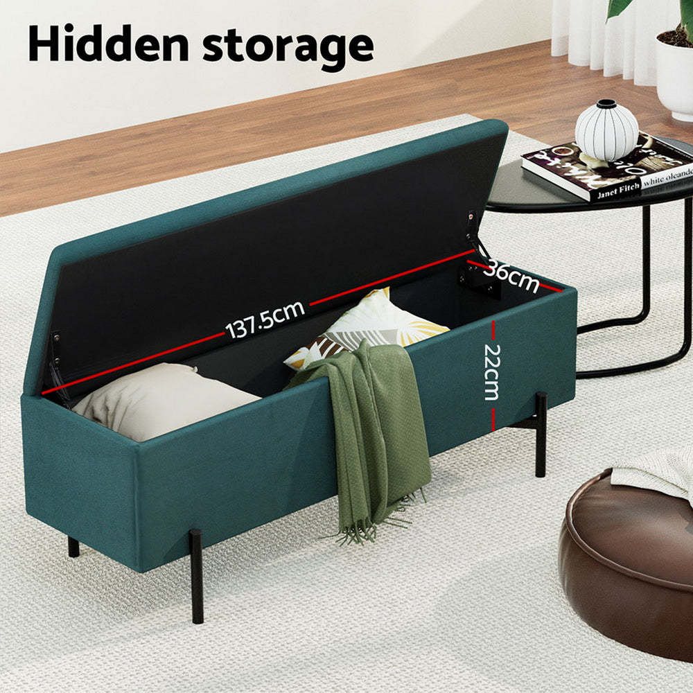 Comforstation Velvet Green Storage Ottoman Blanket Box 140cm