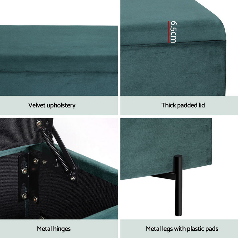 Comforstation Velvet Green Storage Ottoman Blanket Box 140cm