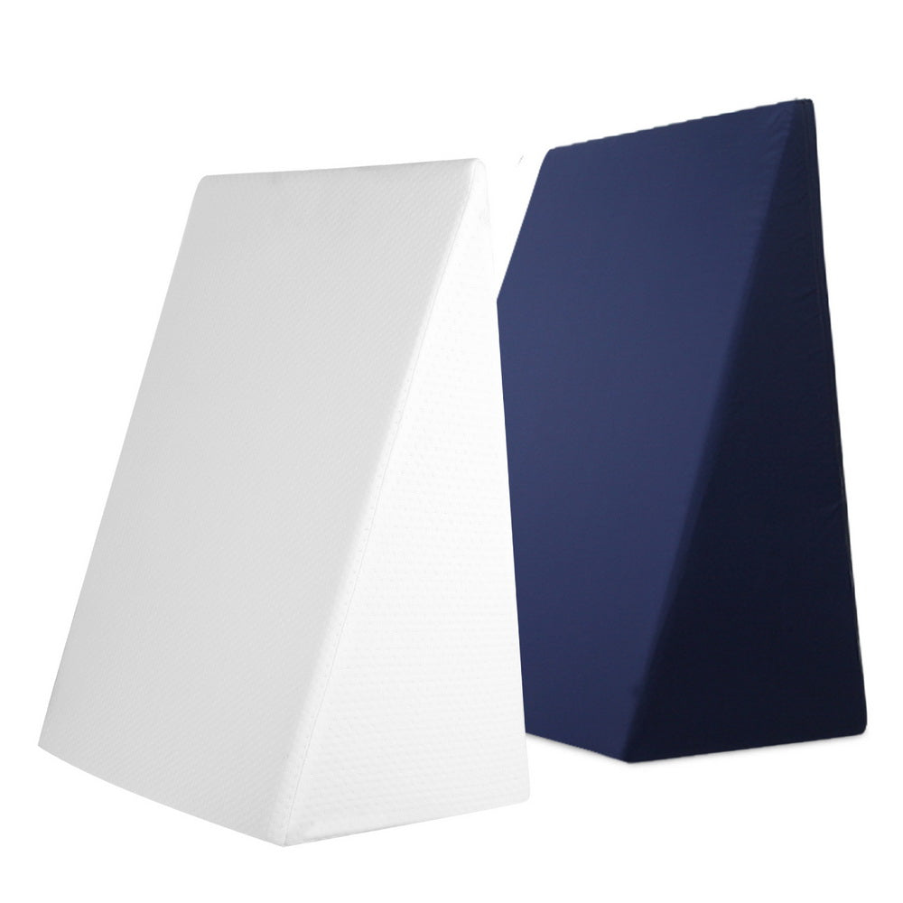 Set of 2 Wedge Pillow - White & Blue